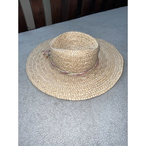 Vintage CAPPELLI  Wide Brim Straw Paper Woven Hat with Sequin Fish Detail - Picture 4 of 10